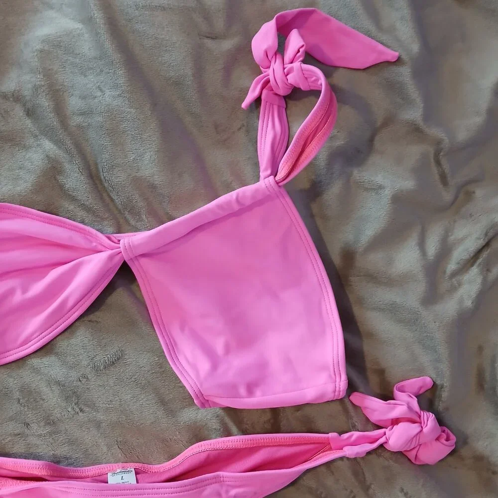 Frederick's of Hollywood Women's Laguna One Shoulder 2 Piece Bikini Pink… - Picture 2 of 6